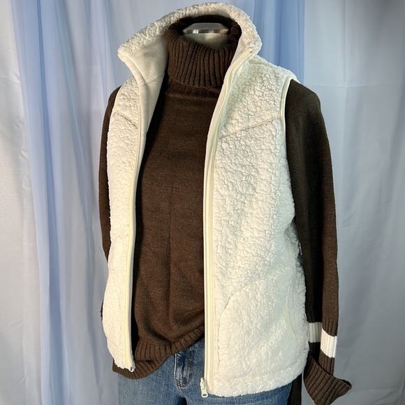 Weatherproof ivory fleece reversible zip up sleeveless vest with pockets small - Picture 5 of 7